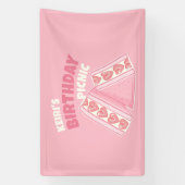 Pink Strawberry Sandwich Birthday Picnic Party Banner (Vertikal)