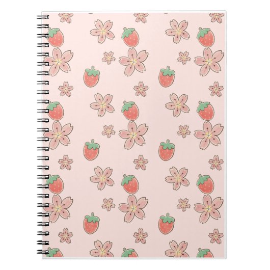 Pink Strawberry Spring Thema anpassen Notizblock (Vorderseite)