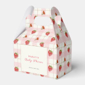 Pink Strawberry Sweet Gingham Baby Dusche Geschenkschachtel (Rückseite)