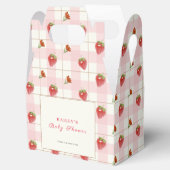 Pink Strawberry Sweet Gingham Baby Dusche Geschenkschachtel (Geöffnet)
