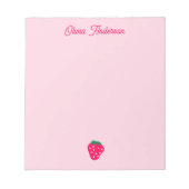 Pink Strawberry Valentines Day Personalized Name Notizblock (Vorderseite)