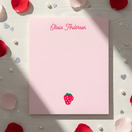 Pink Strawberry Valentines Day Personalized Name Notizblock