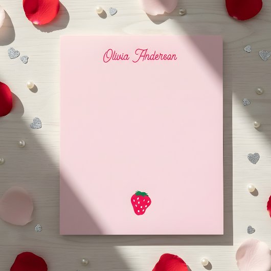 Pink Strawberry Valentines Day Personalized Name Notizblock