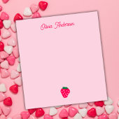 Pink Strawberry Valentines Day Personalized Name Notizblock