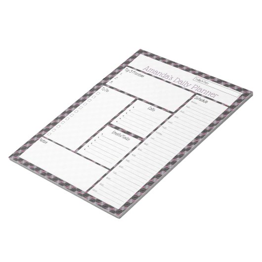 Pink Streamer Abstract Design Tagesplaner Notizblock (angewinkelt)