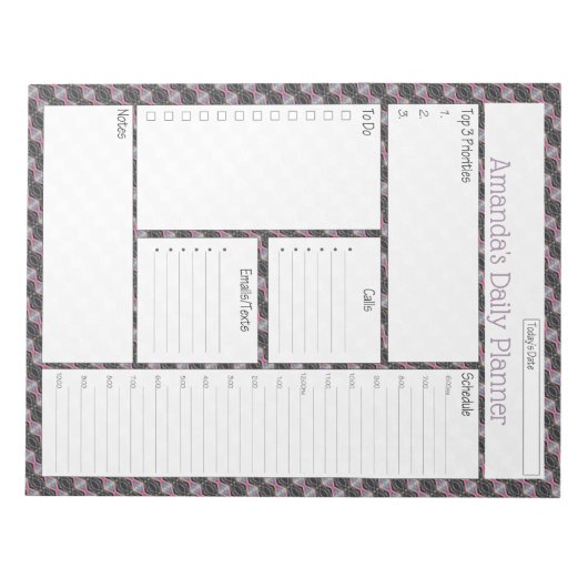 Pink Streamer Abstract Design Tagesplaner Notizblock (Vorderseite)