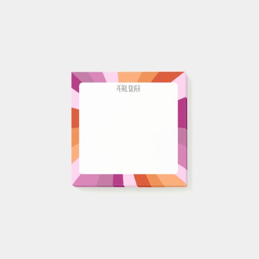 Pink Streifen CUSTOM Chic Monogramm Personalisiert Post-it Klebezettel (Vorderseite)