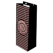 Pink Streifen Custom Monogram & Company Name Geschenktüte Für Weinflaschen (Vorderseite Schrägansicht)