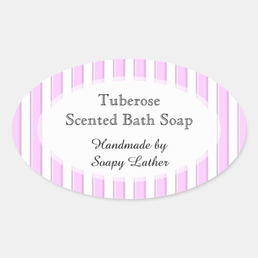 Pink Streifen Custom Soap or Recicker Ovaler Aufkleber (Vorderseite)