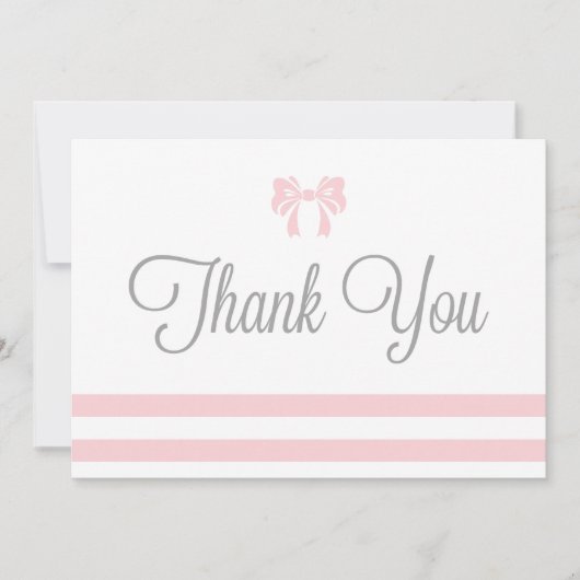 Pink Streifen mit Bow Baby Dusche Danke Karte (Vorderseite)