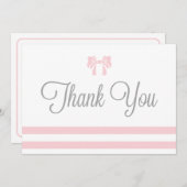 Pink Streifen mit Bow Baby Dusche Danke Karte (Vorne/Hinten)