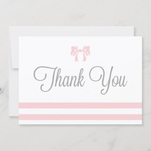 Pink Streifen mit Bow Baby Dusche Danke Karte