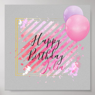 Pink Streifen Pinot Pinselstriche und Balkone Poster
