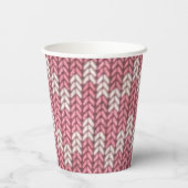 Pink Strick Muster Papier Cup Pappbecher (Rückseite)