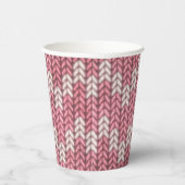 Pink Strick Muster Papier Cup Pappbecher (Rechts)