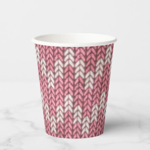 Pink Strick Muster Papier Cup Pappbecher