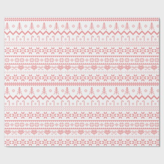 Pink Strick Sweater Muster Weihnachtswrapping Papi Geschenkpapier (Flach)