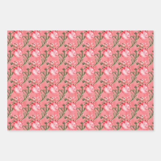 Pink Strickte Weihnachtsbälle Geschenkpapier Set (Vorderseite)