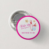 Pink Strike Up Bowling Mutter-Tochter-Baby-Party Button (Vorne & Hinten)