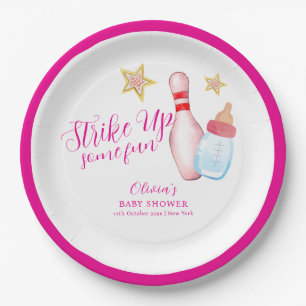 Pink Strike Up Some Fun Bowling Sport Baby Shower  Pappteller