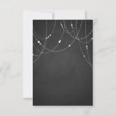 Pink String Lights Chalkboard Wedding RSVP Card Karte (Rückseite)