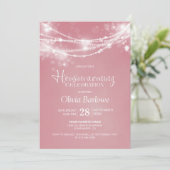 Pink String Lights Housewarming Party Einladung (Stehend Vorderseite)