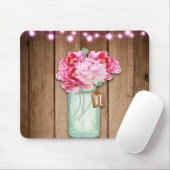 Pink String Lights & Mason Jar Blume Rustikales Ho Mousepad (Mit Mouse)