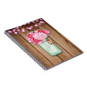 Pink String Lights & Mason Jar Blume Rustikales Ho Notizblock (Rechte Seite)