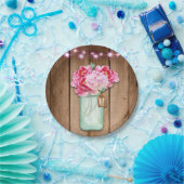 Pink String Lights & Mason Jar Blume Rustikales Ho Pappteller (Party)