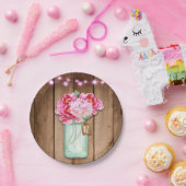 Pink String Lights & Mason Jar Blume Rustikales Ho Pappteller (Party)