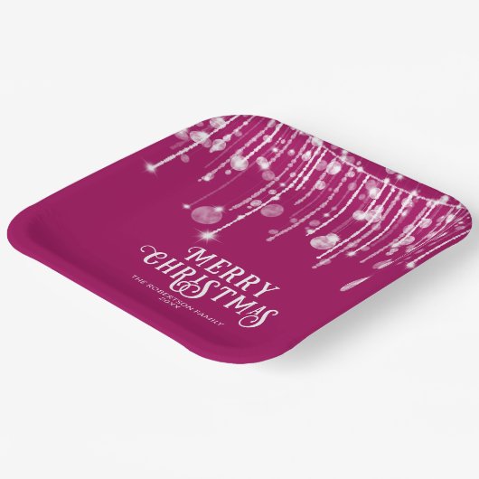 Pink String Lights Weihnachts-Party Pappteller (Gewinkelt)