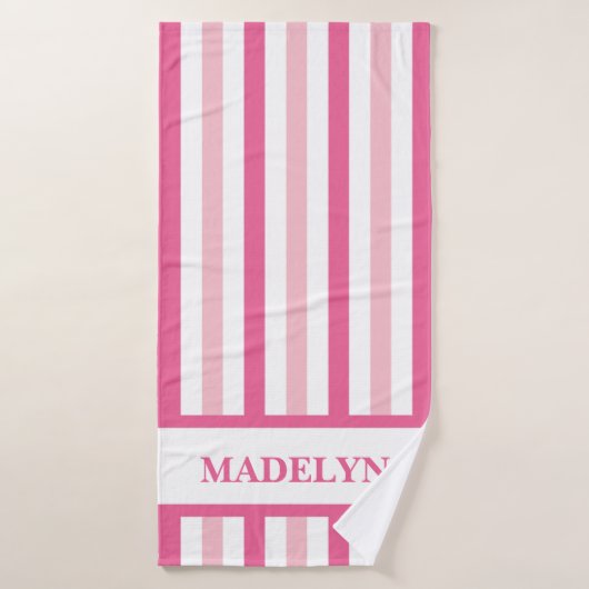 Pink Strip Badehandtuch mit Individuelle Name (Badehandtuch)