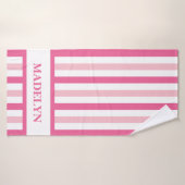 Pink Strip Badehandtuch mit Individuelle Name (Badehandtuch)