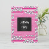 Pink Strip Ballon All Occassion PARTY EINLADUNG (Stehend Vorderseite)