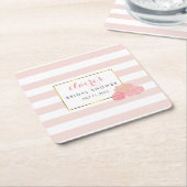 Pink Strip & Blush Peony Brautparty Untersetzer (angewinkelt)