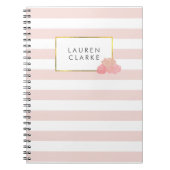 Pink Strip & Blush Peony Notebook Notizblock (Vorderseite)