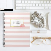 Pink Strip & Blush Peony Notebook Notizblock