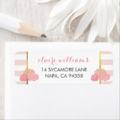 Pink Strip & Blush Peony Rücksendeadressen-Aufkleb (Insitu)