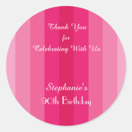 Pink Strip Danke für die Geburtstagsparty Personal Runder Aufkleber
