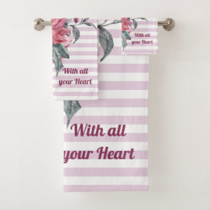 Pink Strip Floral Vertrauen Sie auf das Lord Towel Badhandtuch Set