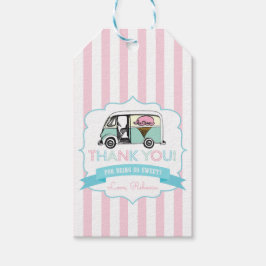 Pink Strip Ice Cream Truck Geburtstag Gefallen Tag Geschenkanhänger