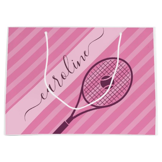 Pink Strip Tennis Racket Geschenktasche Große Geschenktüte (Vorderseite)