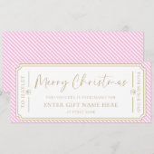 Pink Strip Weihnachtsgeschenkkarte Einladung (Vorne/Hinten)