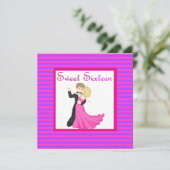 PINK Stripe 16 . GEBURTSTAG DANCING COUPLE Einladung (Stehend Vorderseite)