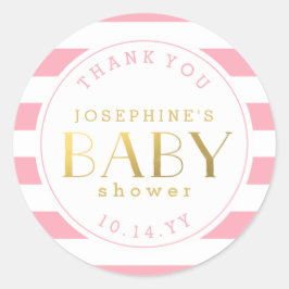 Pink Stripe Babydusche Danke Stickers