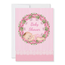 Pink Stripe Babydusche Einladung zum Schlafen