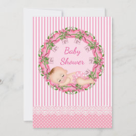 Pink Stripe Babydusche Einladung zum Schlafen