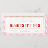 Pink Stripe Babysitter Gutscheinkarte Einladung (Vorderseite)