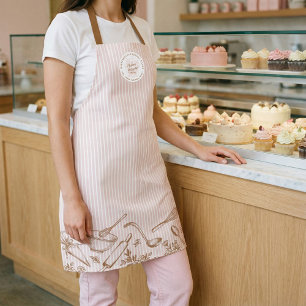 Pink Stripe Bäckerei-Logo Handgezeichnete Backuten Schürze