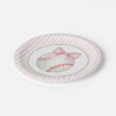 Pink Stripe Baseball Pappteller (Schrägansicht)